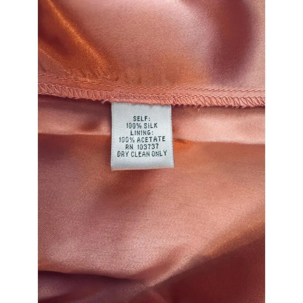 Donna Morgan Coral Orange Silk V-Neck A-Line Sleeveless Dress Women’s Size 4 - Picture 8 of 8